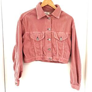 Revolve McGuire Denim Womens Size S Cropped Corduroy Jacket Long Sleeve Pink